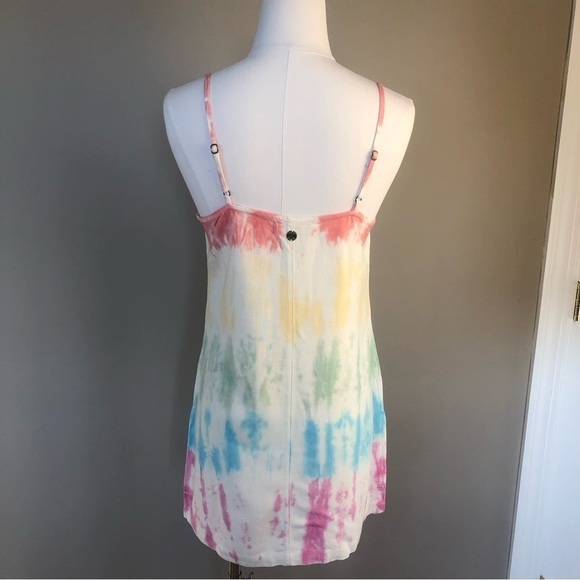 Rip Curl tie dye front button pockets spaghetti straps mini Spring Summer dress - Picture 6 of 12